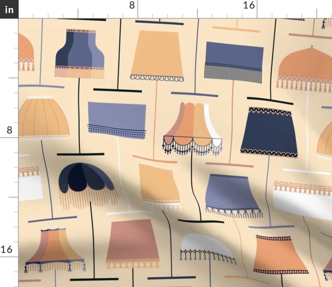 Mid Century Modern Minimal Yellow Blue Orange Retro Inspired Atomic Era 1950S 1960S Look Custom Printed Fabric by Spoonflower Various Fabrics by the Yard or Fat Quarter
